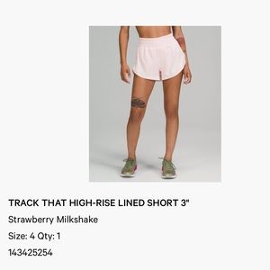 Lululemon Track That High Rise Shorts 3” size 4 strawberry milkshake